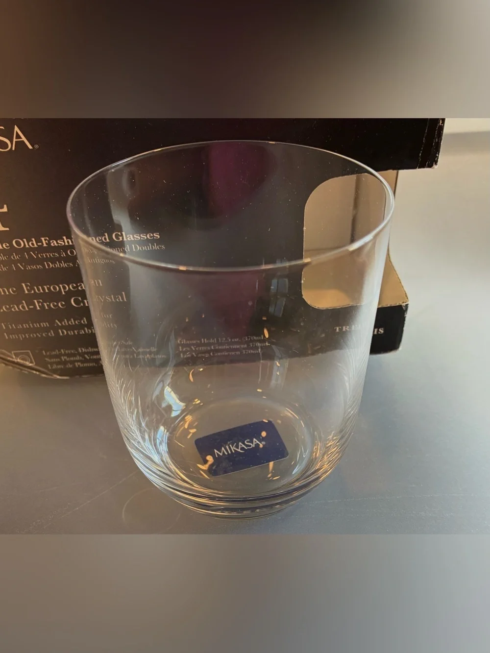 NIB Mikasa Trellis Double Old-Fashioned Glasses, 12.5 fl oz; Lead-Free Crystal